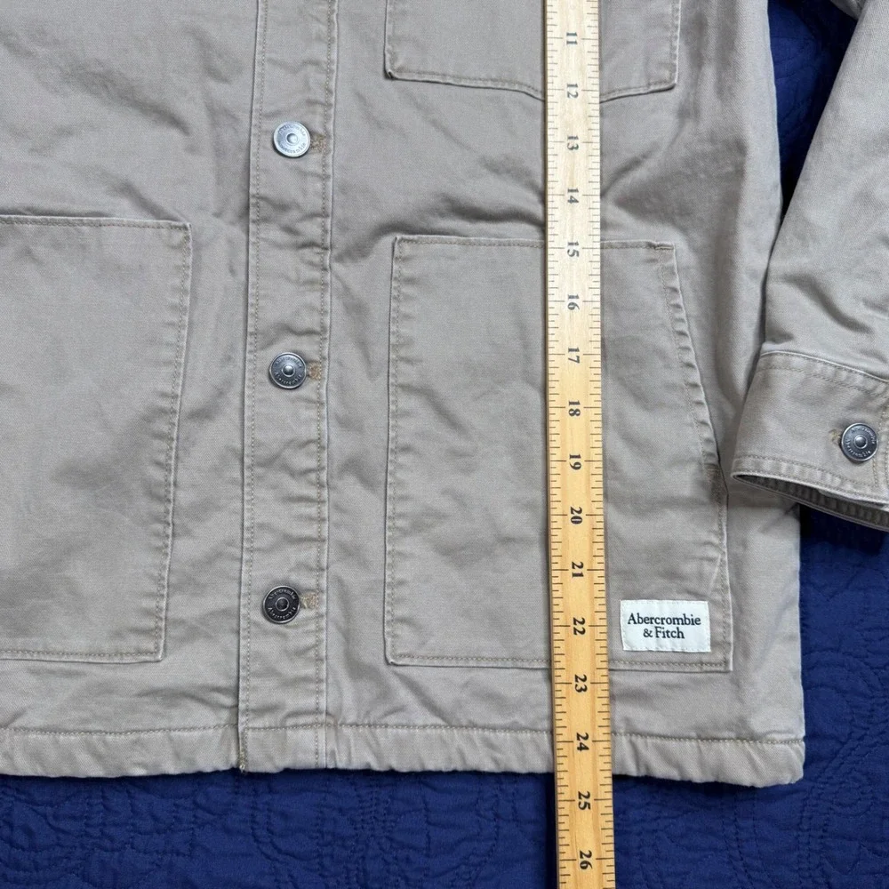 Abercrombie Kids Tan Canvas‎ Chore Jacket Fleece Lined Corduroy Collar 13/14